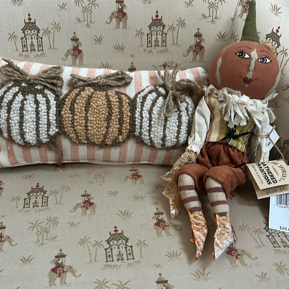 Peter Pumpkin and pumpkin pillow for sale